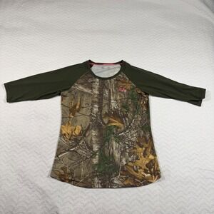 Under Armour Realtree Camo Heatgear Fitted‎ 3/4 Sleeve Top Women's Large